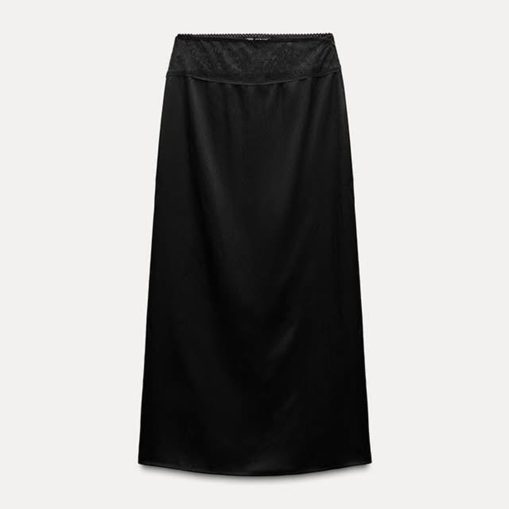 Zara silky laced maxi skirt size M‎